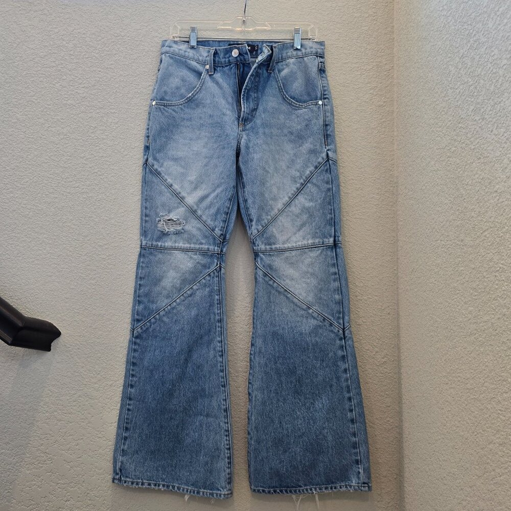 EB Denim Light Blue Flare Wide Leg Jeans - Picture 3 of 7